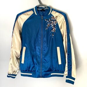 Haoduoyi Womens Blue Bomber Jacket Size Large